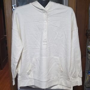 Cream Hooded Sweatshirt with Buttons